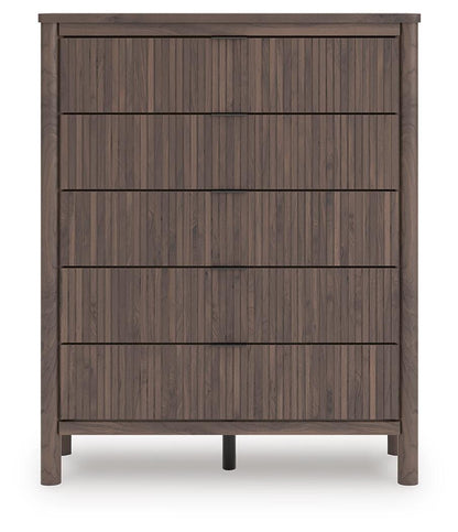 Pamytta Full Upholstered Panel Bed, Dresser, Mirror, Chest and Nightstand