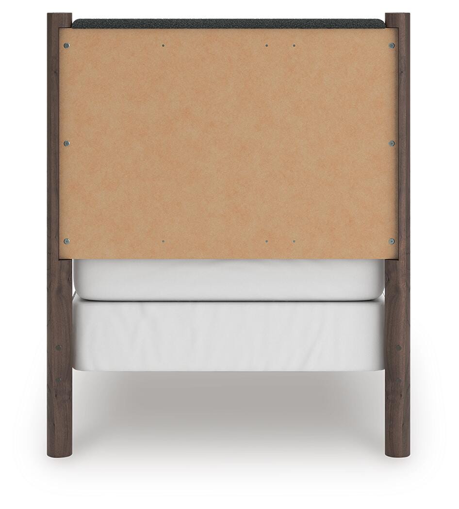 Pamytta Twin Upholstered Panel Bed, Dresser, Mirror, Chest and Nightstand
