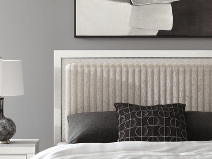 Zuraleus Queen Upholstered Panel Bed, Dresser, Mirror and Nightstand