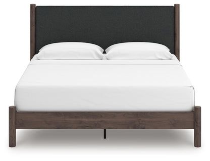 Pamytta King Upholstered Panel Platform Bed, Dresser, Mirror, Chest and Nightstand