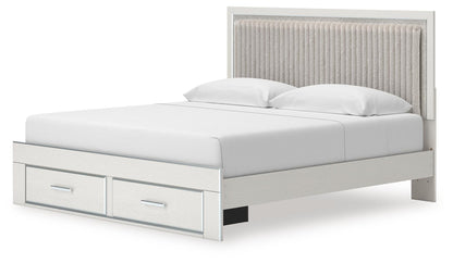 Zuraleus King Upholstered Panel Platform Storage Bed, Dresser, Mirror and Nightstand