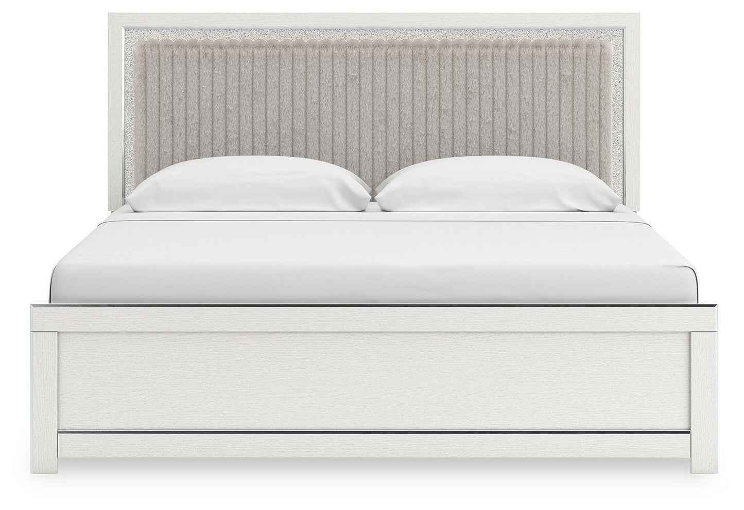 Zuraleus King Upholstered Panel Platform Bed, Dresser, Mirror, Chest and Nightstand