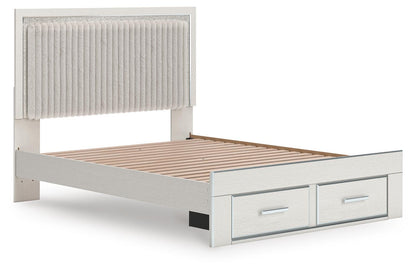 Zuraleus Queen Upholstered Panel Platform Storage Bed, Dresser and Mirror