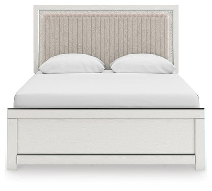 Zuraleus Queen Upholstered Panel Platform Bed, Dresser, Mirror, Chest and Nightstand