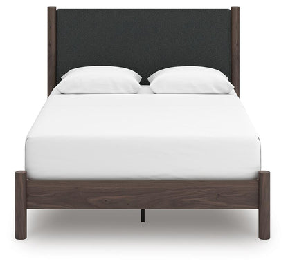 Pamytta Queen Upholstered Panel Platform Bed, Dresser, Mirror, Chest and Nightstand