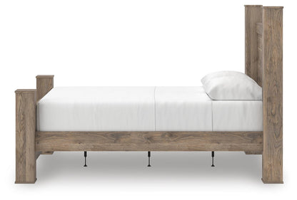 Rusticott Queen Poster Bed with Mirrored Dresser