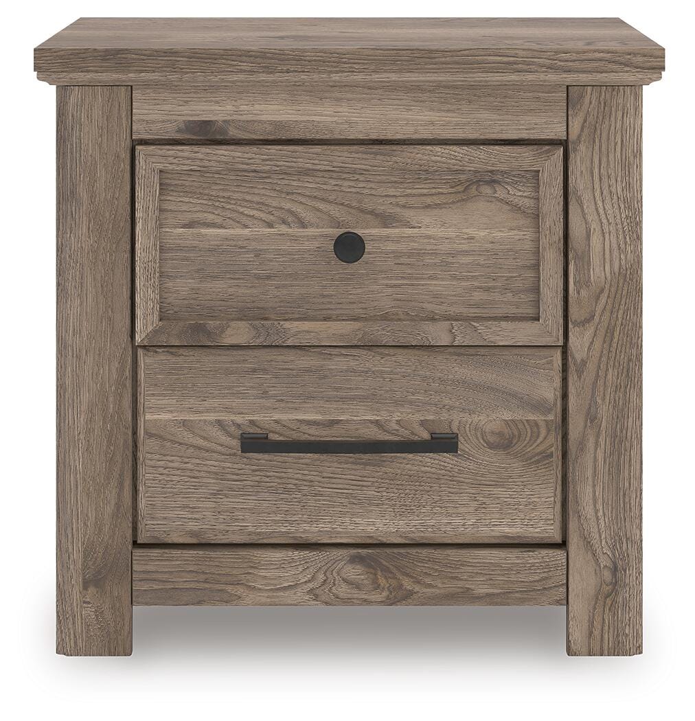 Rusticott King Panel Bed with Mirrored Dresser and Nightstand