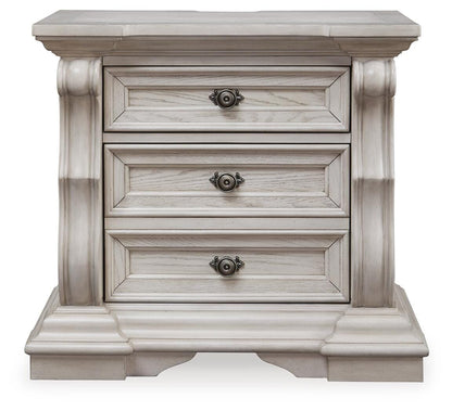 Bruchandi King Upholstered Panel Bed with Mirrored Dresser and Nightstand