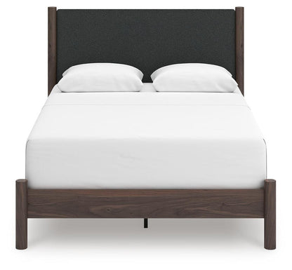 Pamytta Queen Upholstered Panel Bed, Dresser, Mirror and Nightstand