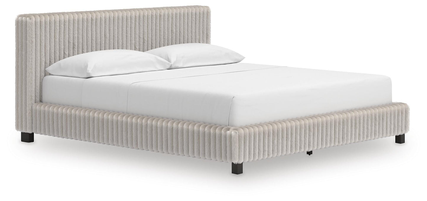 Zuraleus California King Upholstered Bed, Dresser, Mirror, Chest and Nightstand