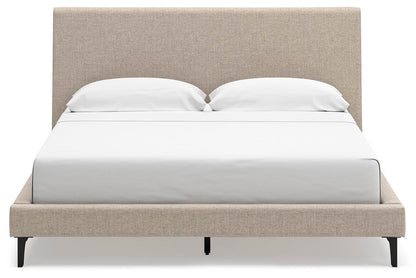 Cielden California King Upholstered Bed with Roll Slats, Dresser, Mirror and Nightstand