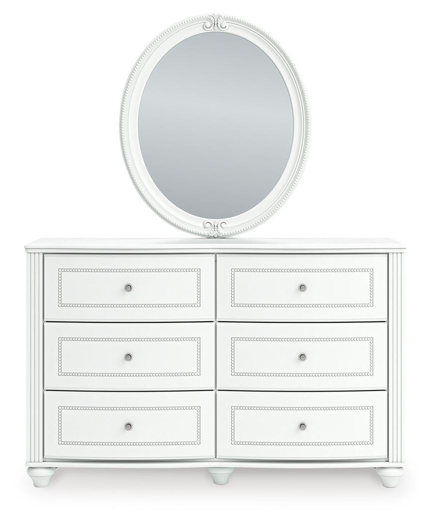 Kozlani Twin Upholstered Panel Storage Bed, Dresser and Mirror