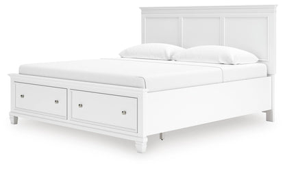 Fortman King Panel Storage Bed with Mirrored Dresser