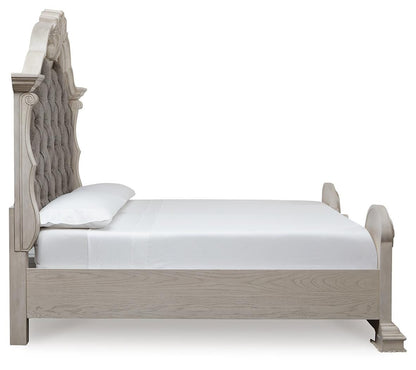 Bruchandi California King Upholstered Panel Bed with Mirrored Dresser