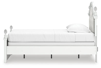 Kozlani Twin Upholstered Panel Bed, Dresser and Mirror