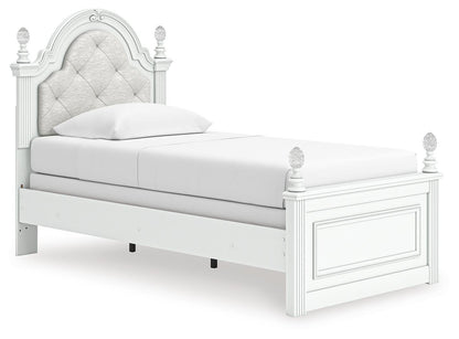 Kozlani Twin Upholstered Panel Bed, Dresser, Mirror and Nightstand