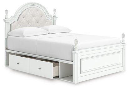 Kozlani Full Upholstered Panel Storage Bed, Dresser and Mirror