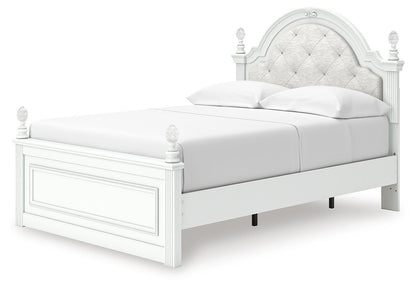 Kozlani Full Upholstered Panel Storage Bed, Dresser and Mirror