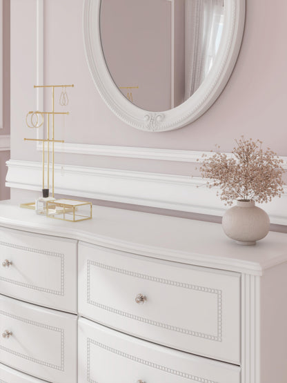 Kozlani Full Upholstered Panel Storage Bed, Dresser and Mirror