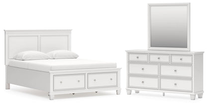 Fortman Queen Panel Storage Bed with Mirrored Dresser