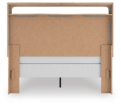 Kinlanni Queen Upholstered Panel Bed, Dresser and Mirror