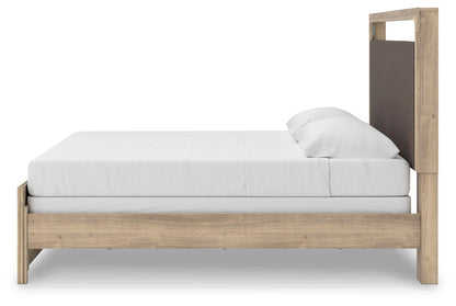 Kinlanni King Upholstered Panel Bed, Dresser and Mirror