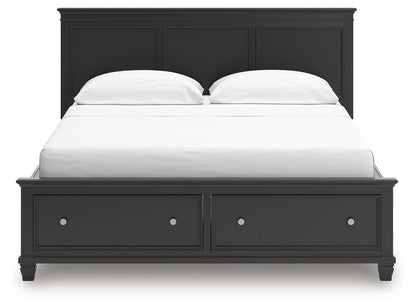 Lanolee California King Panel Storage Bed, Dresser, Mirror and Nightstand