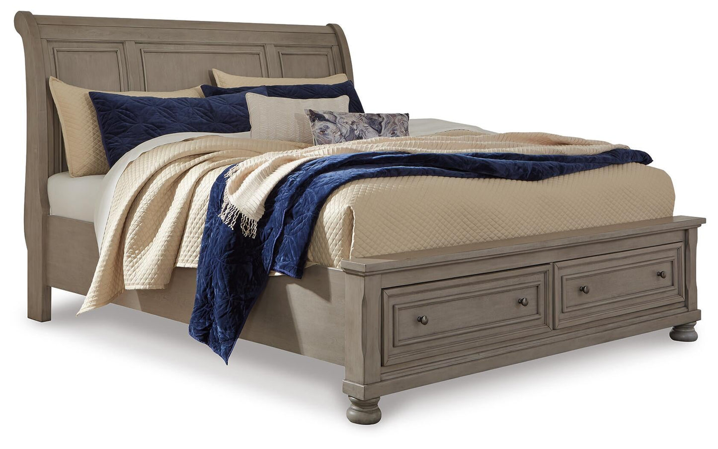 Lettner California King Sleigh Bed with 2 Storage Drawers