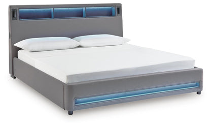 Finigale California King Upholstered Bed with Wireless Audio