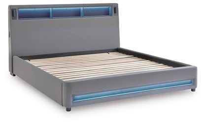 Finigale California King Upholstered Bed with Wireless Audio