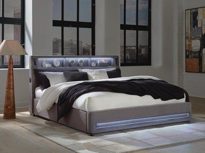 Finigale California King Upholstered Bed with Wireless Audio