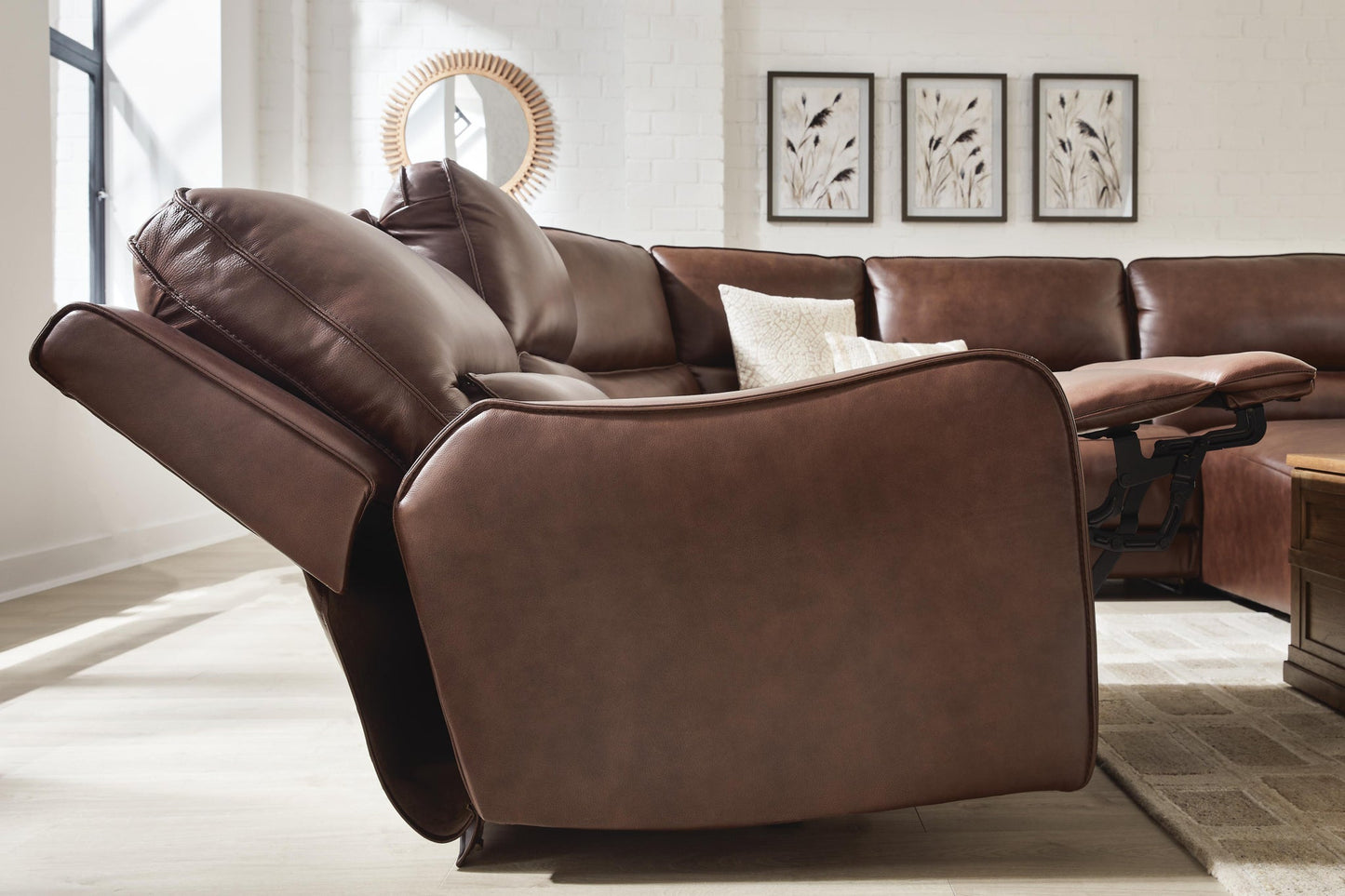 DeepWakes 7-Piece Reclining Sectional with Chaise and Storage Consoles