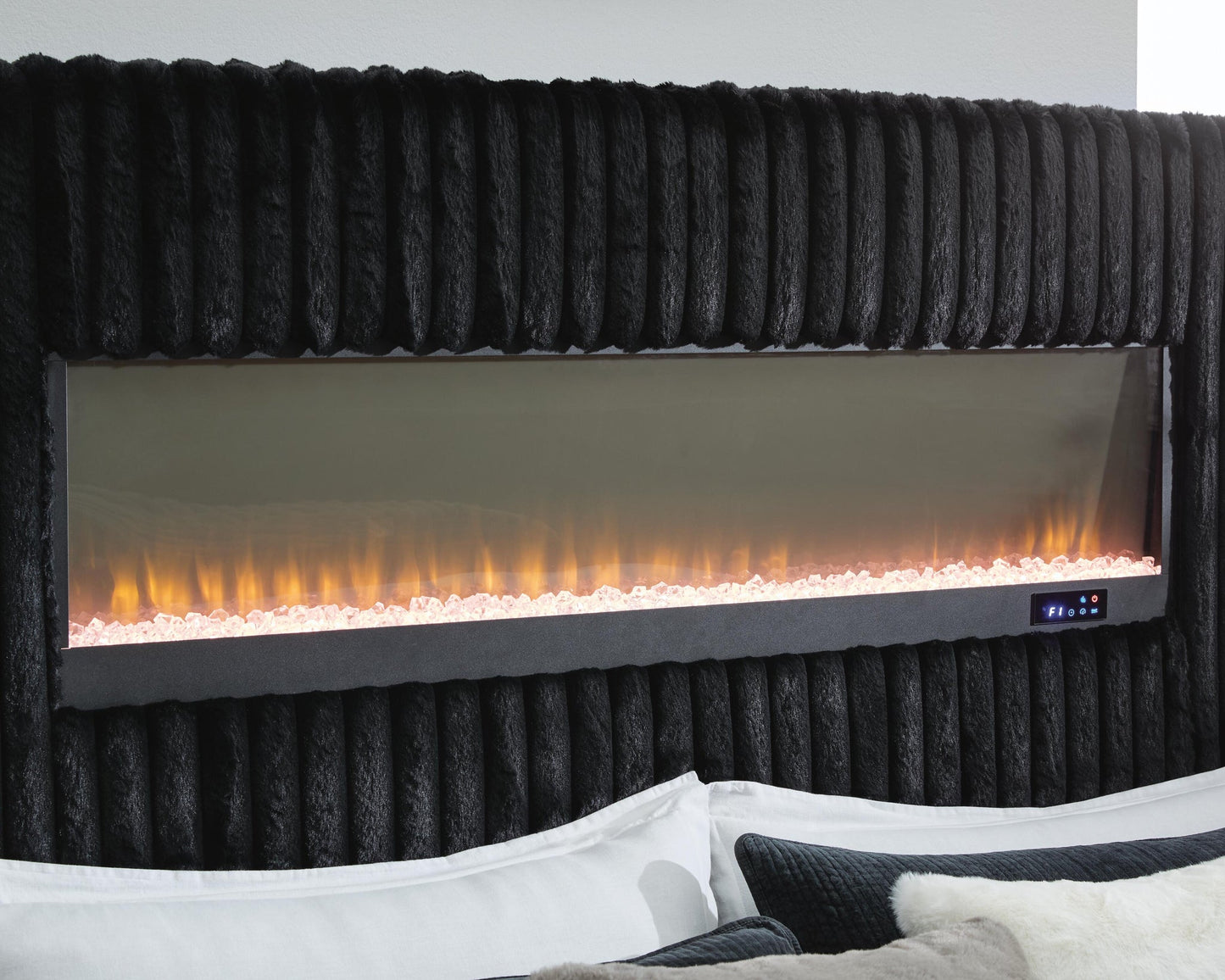 Tayleena King Upholstered Bed with Fireplace and Wireless Audio