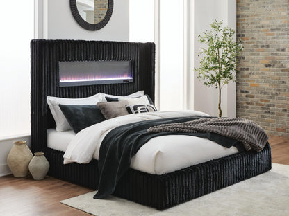 Tayleena King Upholstered Bed with Fireplace and Wireless Audio
