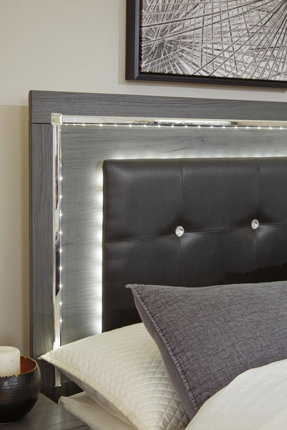 Lodanna Full Panel Bed with 2 Storage Drawers with Mirrored Dresser