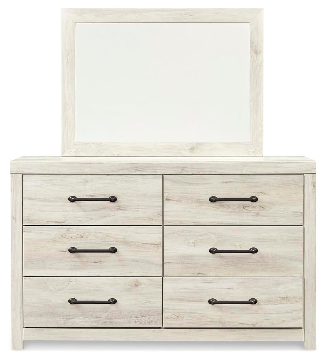 Cambeck King Panel Bed with 4 Storage Drawers with Mirrored Dresser, Chest and Nightstand
