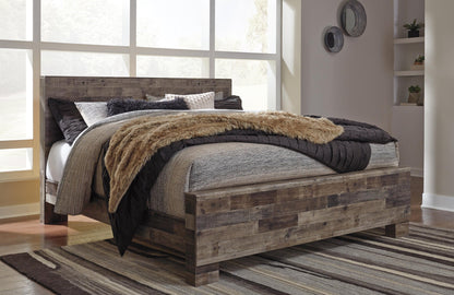 Derekson King Panel Bed with Mirrored Dresser, Chest and Nightstand