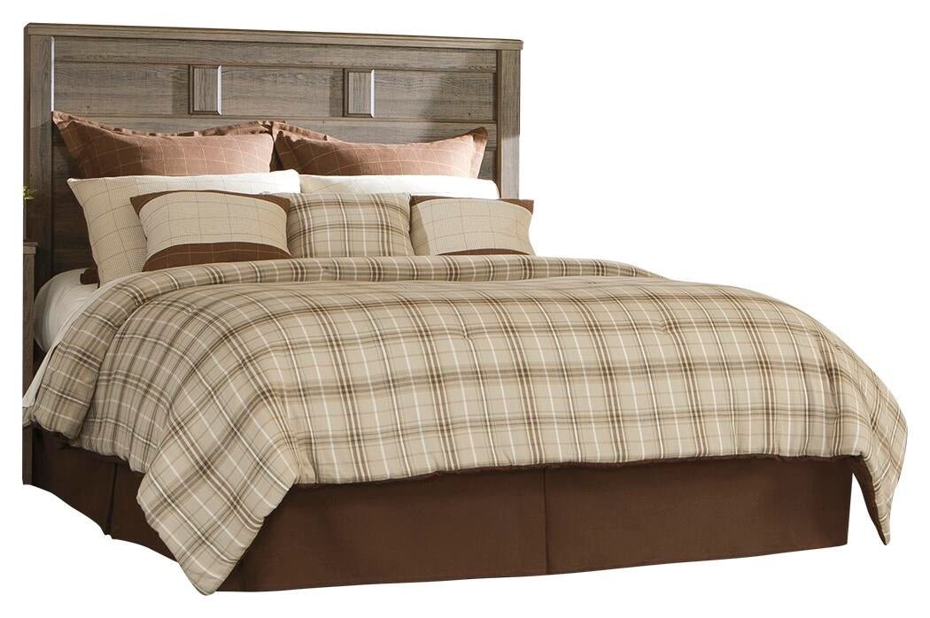 Juararo King/California King Panel Headboard Bed with Mirrored Dresser, Chest and Nightstand