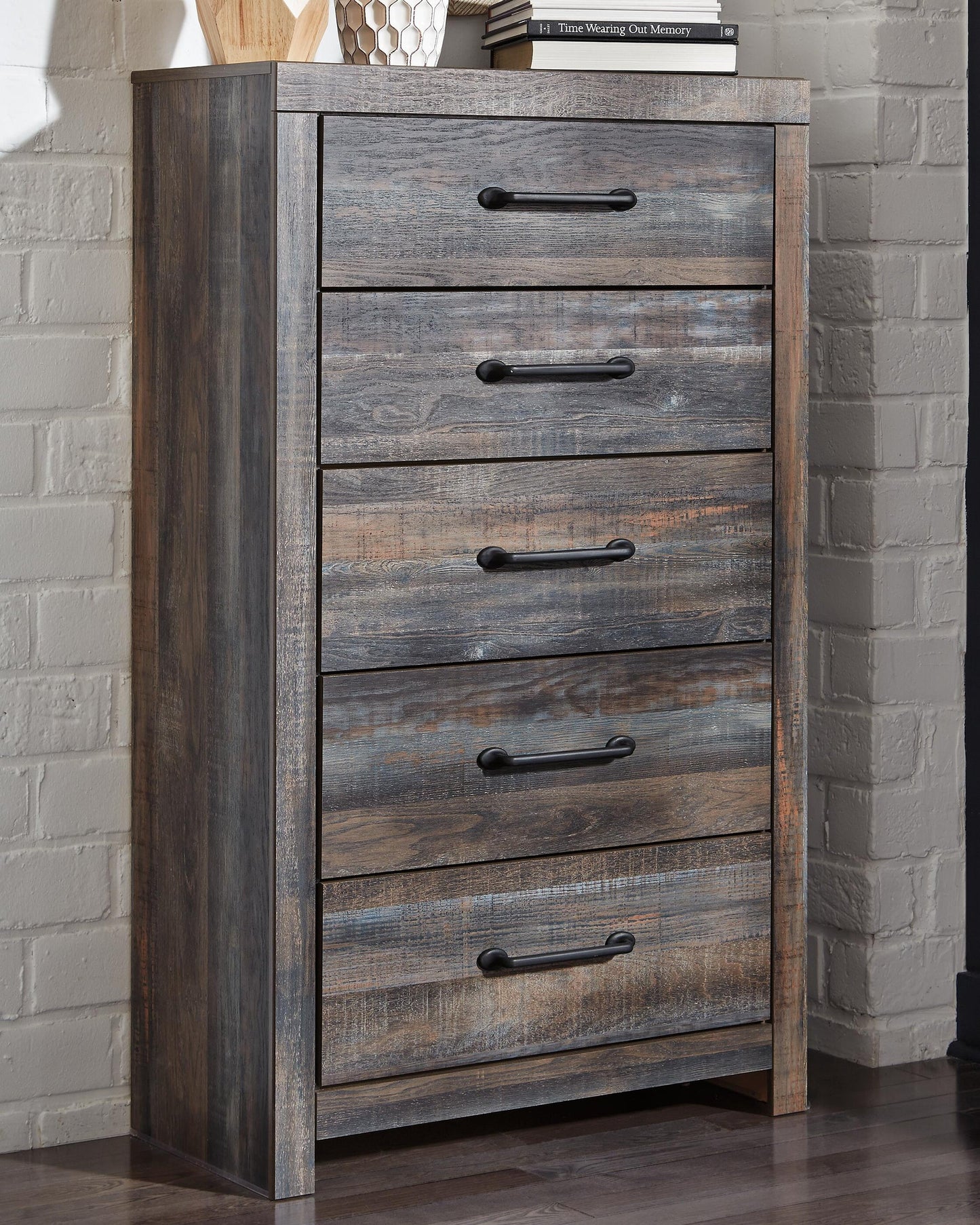 Drystan Full Panel Bed with 4 Storage Drawers, Dresser, Mirror, Chest and Nightstand