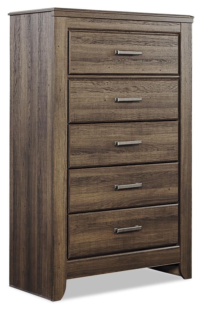Juararo King Panel Bed with Mirrored Dresser, Chest and Nightstand