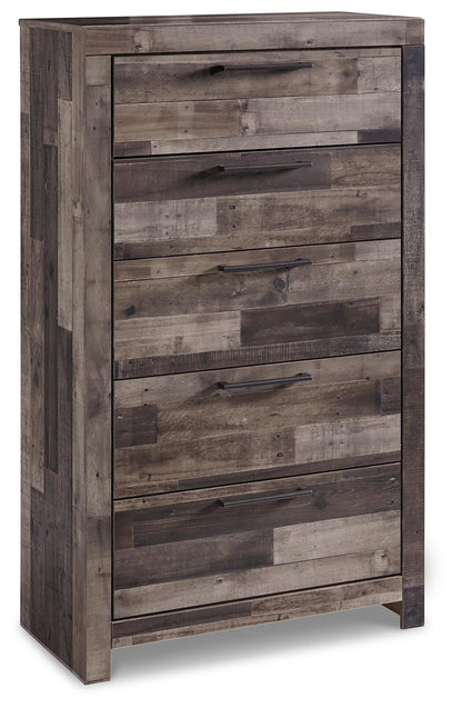 Derekson Queen/Full Panel Headboard Bed with Mirrored Dresser, Chest and Nightstand