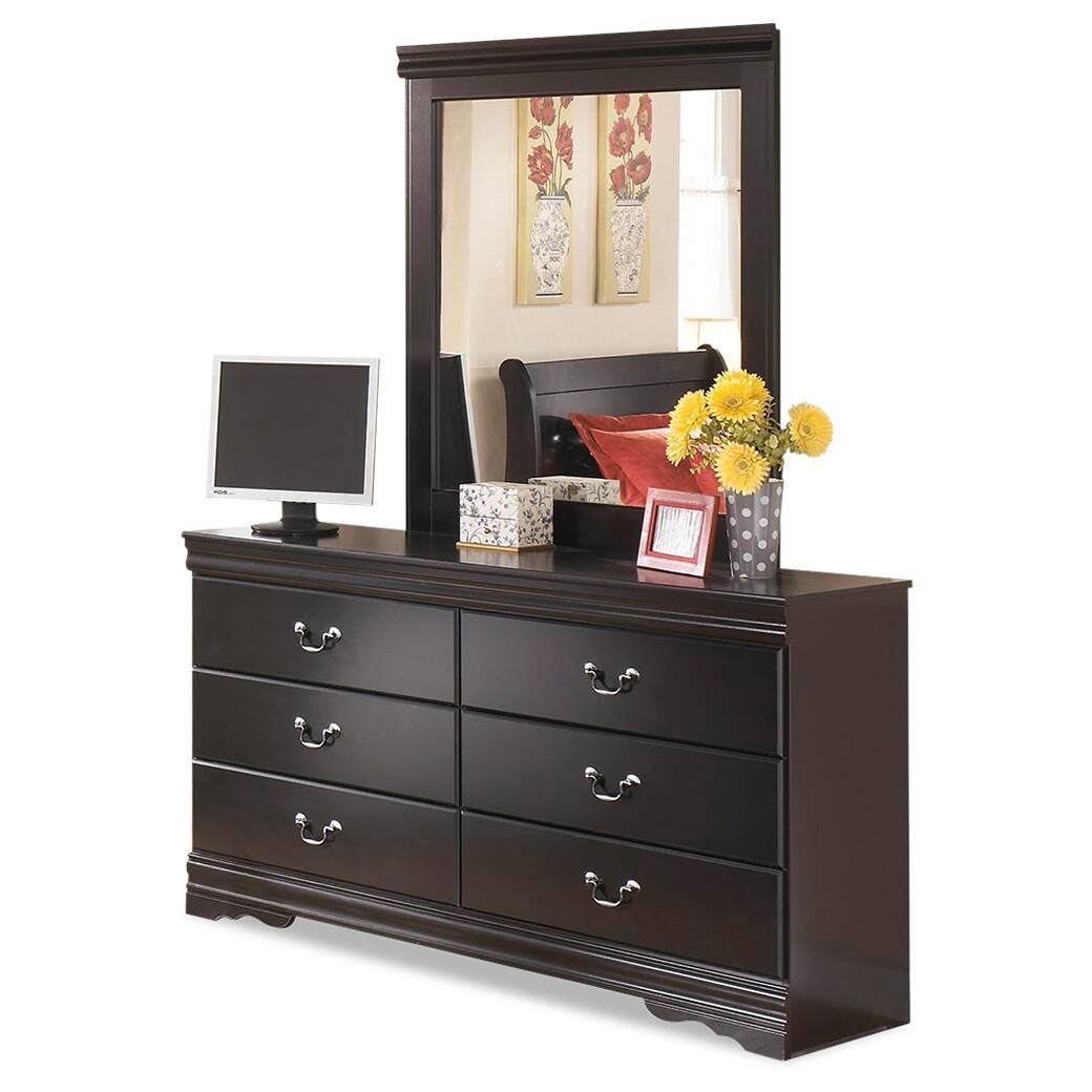 Huey Vineyard Twin Sleigh Headboard Bed with Mirrored Dresser