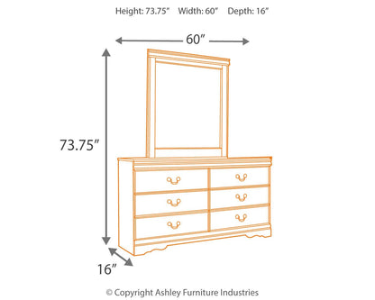 Huey Vineyard Twin Sleigh Headboard Bed with Mirrored Dresser