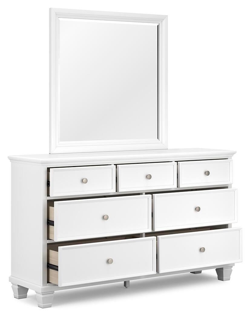 Fortman California King Panel Bed with Mirrored Dresser
