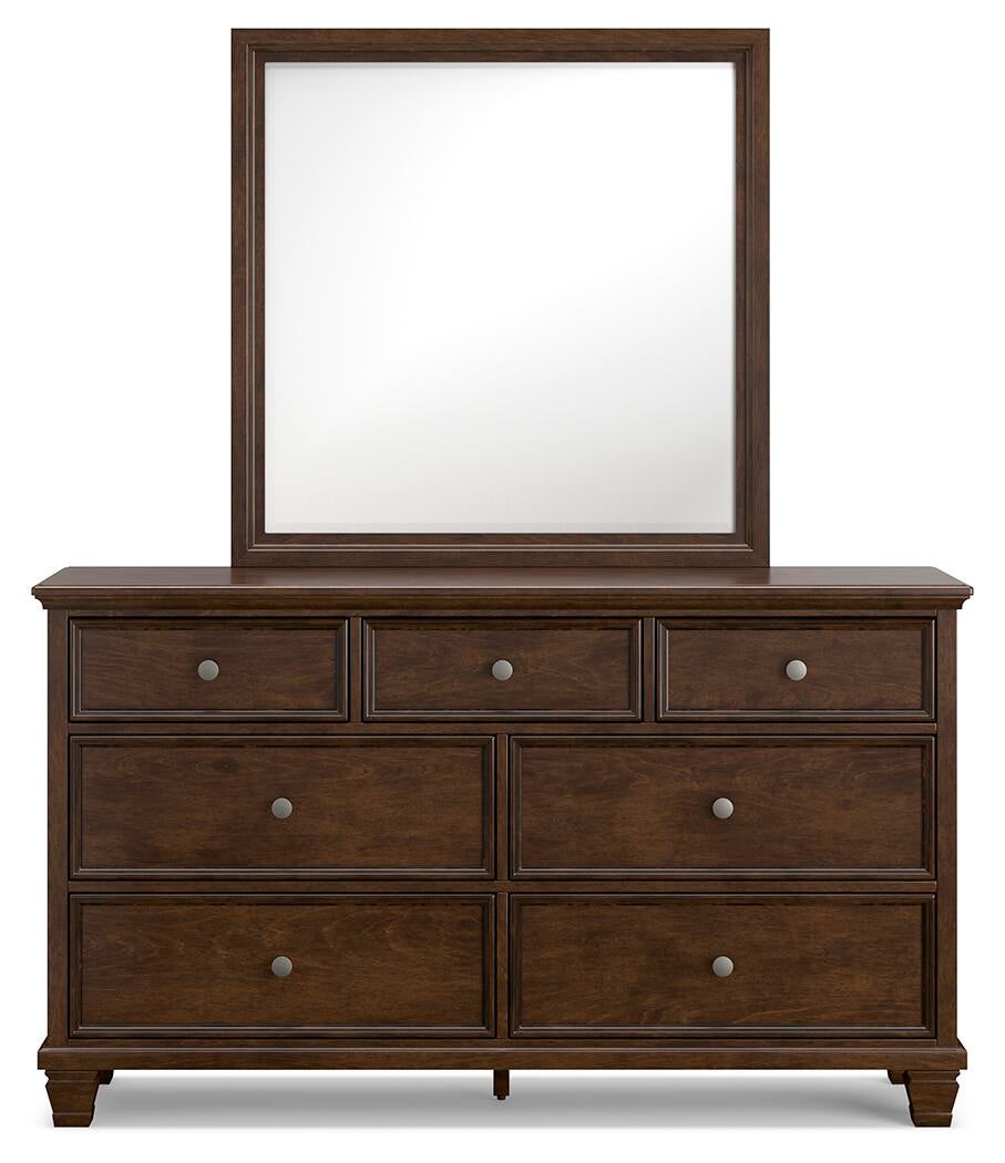Danabrin Queen Panel Bed with Mirrored Dresser, Chest and Nightstand