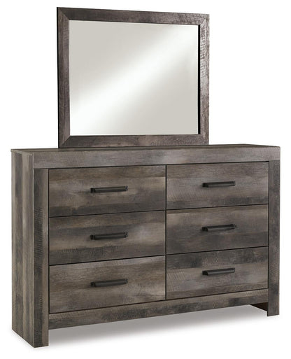 Wynnlow Queen Crossbuck Panel Bed with Mirrored Dresser, Chest and Nightstand