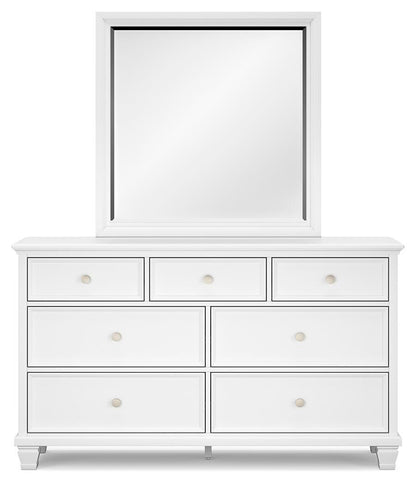 Fortman King Panel Bed with Mirrored Dresser and Nightstand