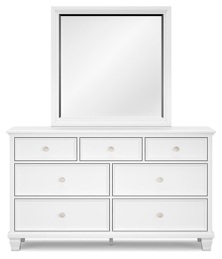 Fortman Queen Panel Bed with Mirrored Dresser, Chest and Nightstand