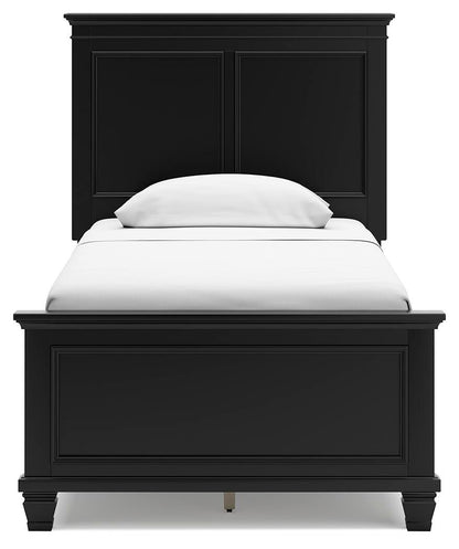 Lanolee Twin Panel Bed with Mirrored Dresser