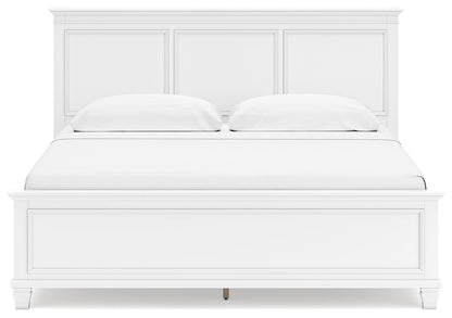 Fortman King Panel Bed with Mirrored Dresser
